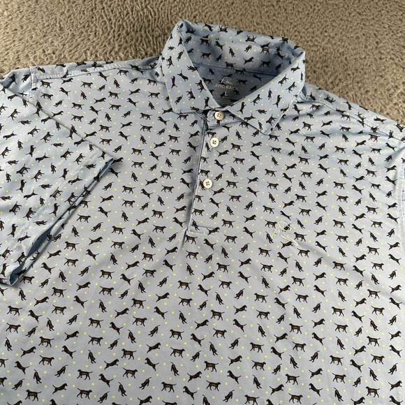 Rhoback Other - Rhoback The Lab Polo Shirt Mens L Dog Print Performance Light Blue Stretch